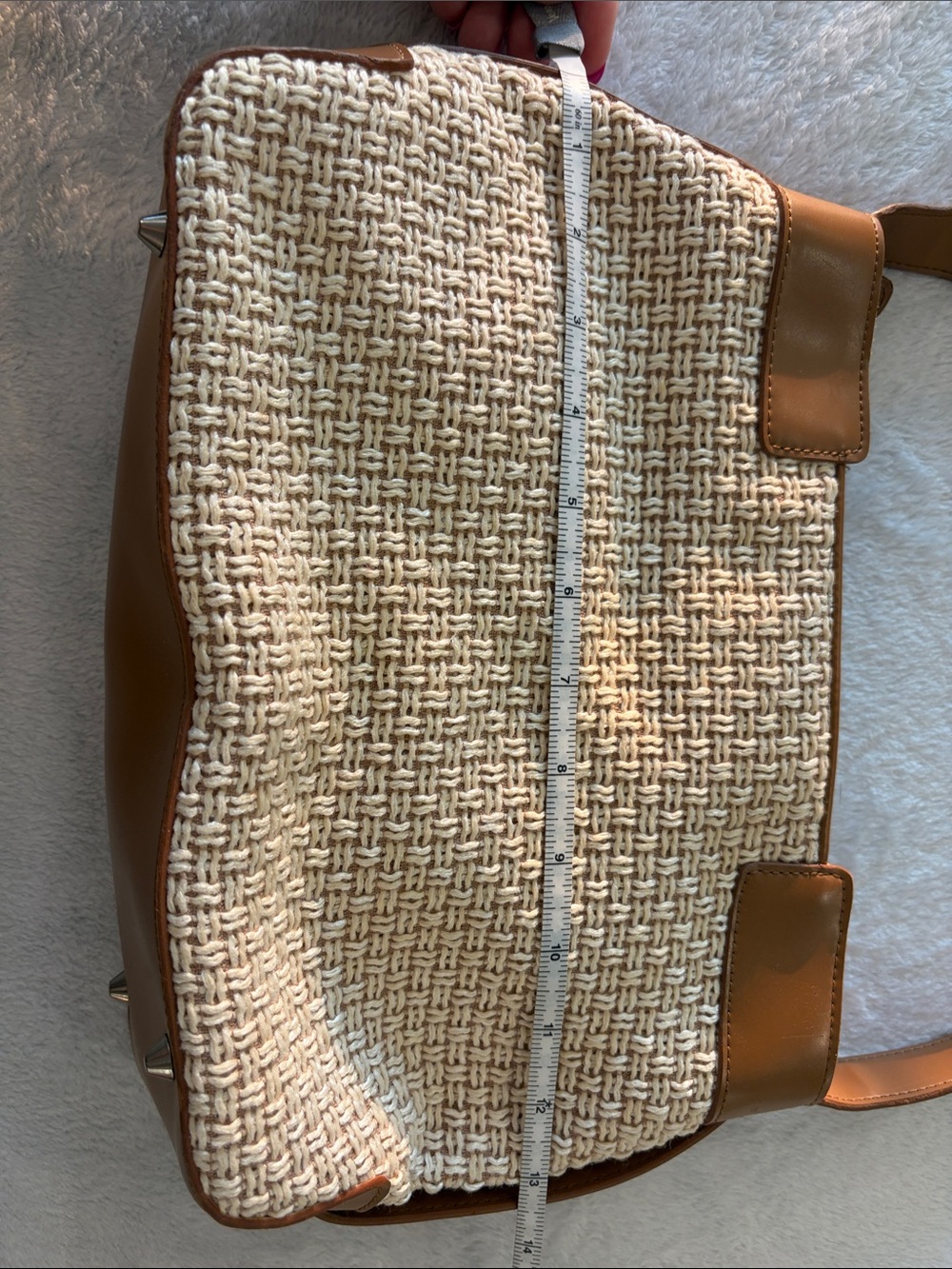 Vintage Stone Mountain Accessories Woven Cream and Brown Shoulder Bag - Picture 2 of 9